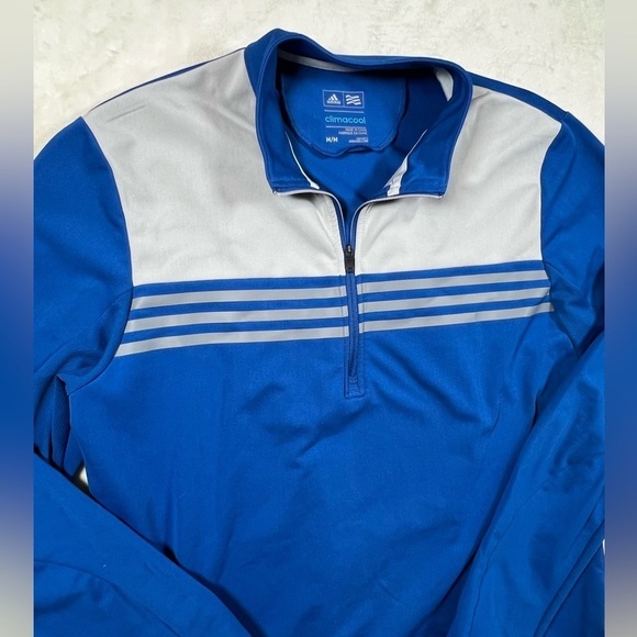 Adidas ClimaCool Medium Pullover Navy Gray Quarter 1/4 Zip Pullover Golf Sweater - Picture 5 of 10